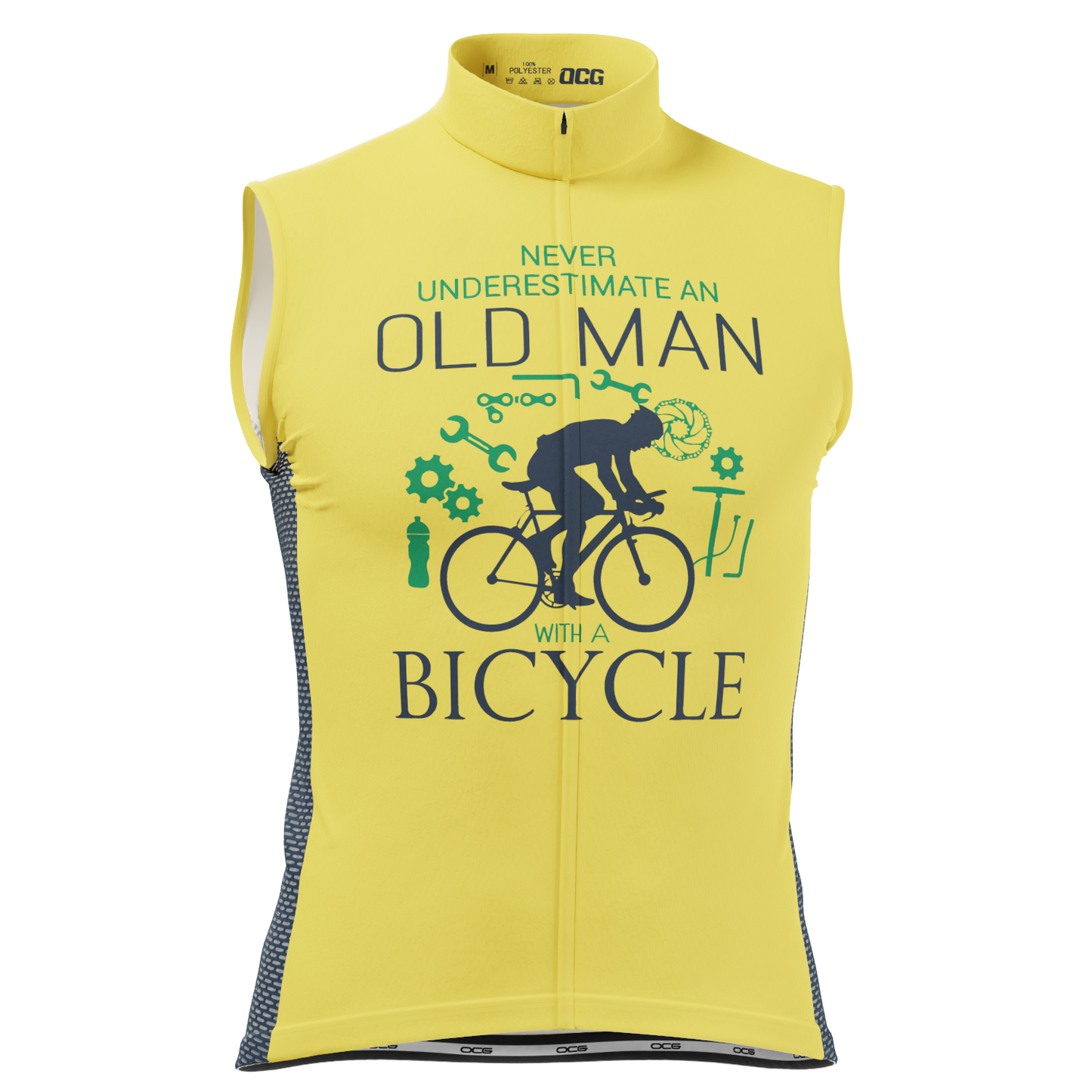 Men's Never Underestimate an Old Man Sleeveless Tech Cycling Jersey