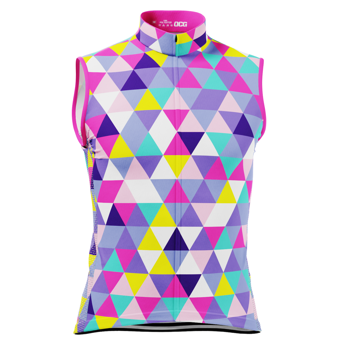 Men's High Viz Color Triangles Sleeveless Tech Cycling Jersey