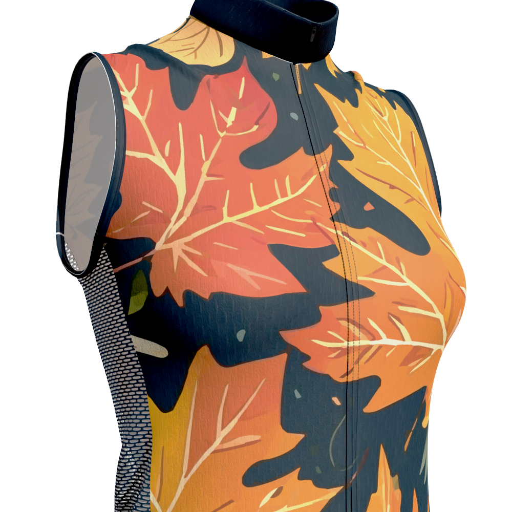 Women's Leaves in the Fall Sleeveless Tech Cycling Jersey