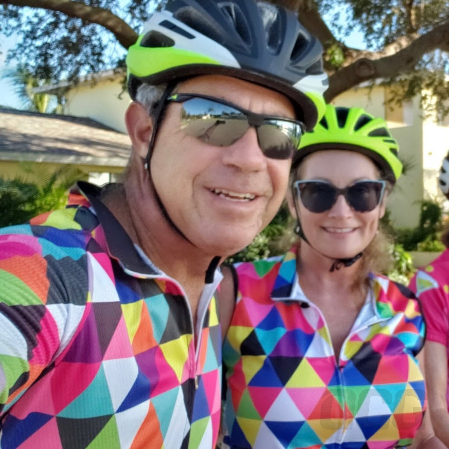Men's High Viz Color Triangles 2 Piece Cycling Kit