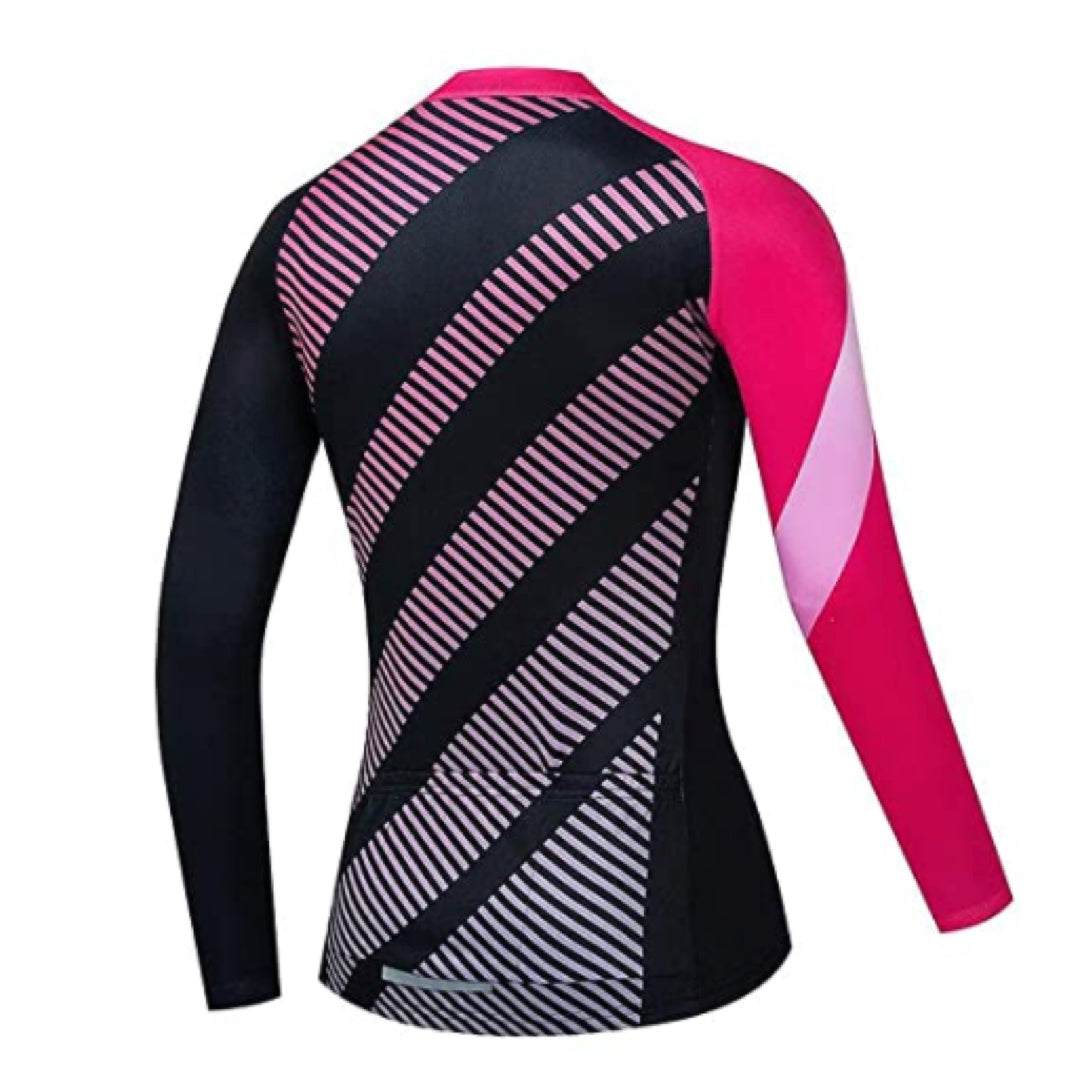 Women's Pink Black Long Sleeve Cycling Jersey or Pants