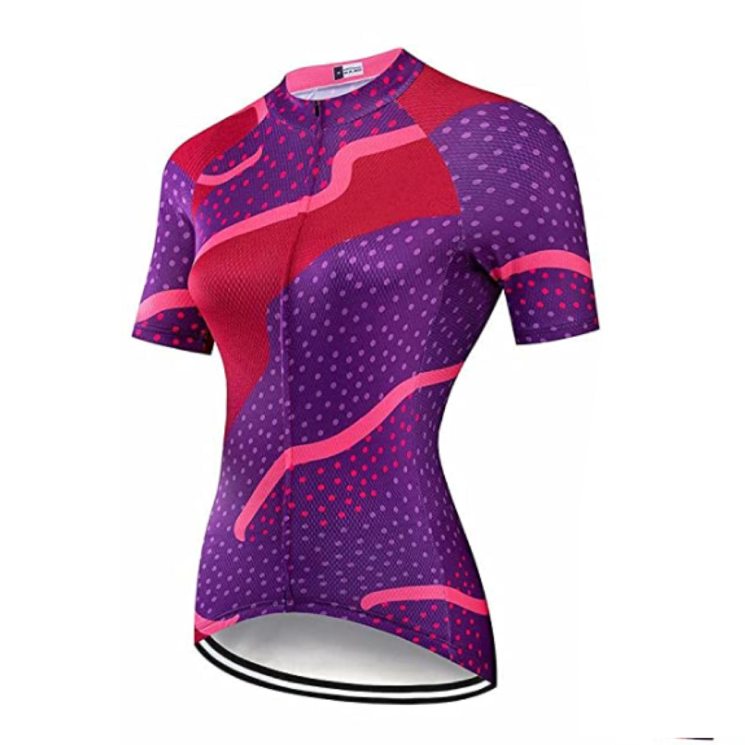 Women's Purple Dots Cycling Jersey or Shorts