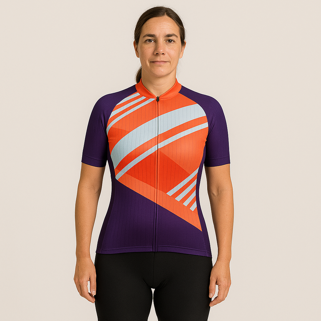 Women's Orange Pattern Cycling Jersey