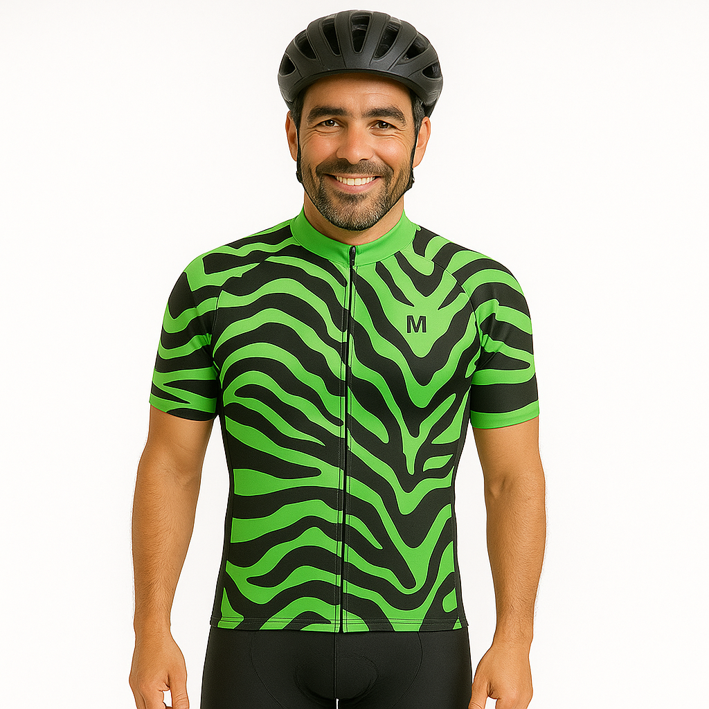Men's Green Animal Cycling Jersey