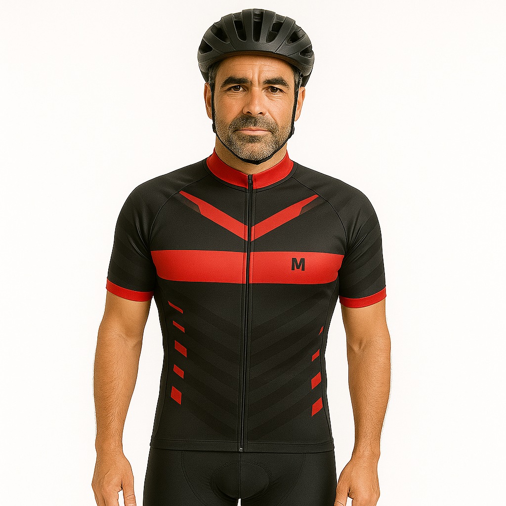 Men's Red Black Cycling Jersey