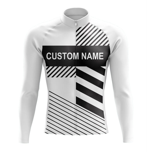 Custom Long Sleeve Cycling Jersey - White Black