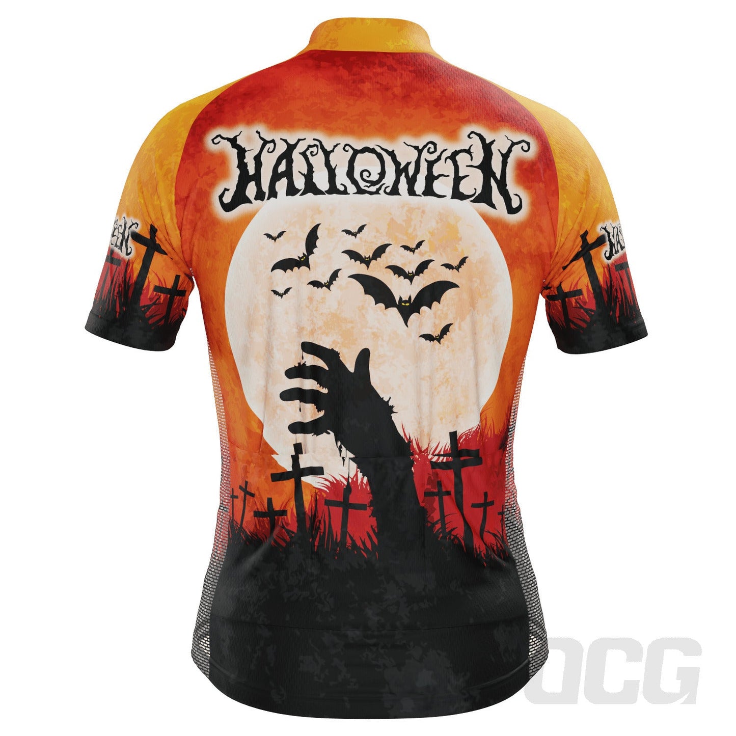 Men's Halloween Zombie Hand Short Sleeve Cycling Jersey