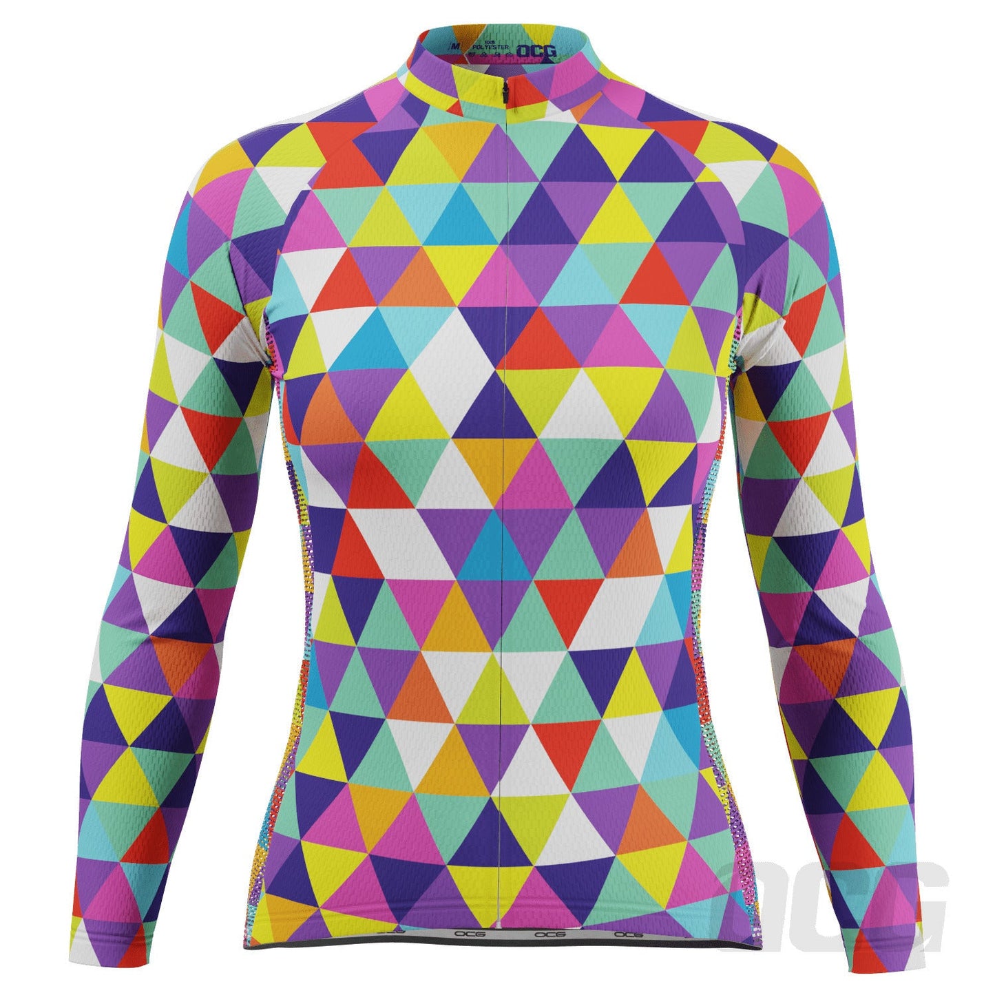 Women's High Viz Color Triangles Long Sleeve Cycling Jersey