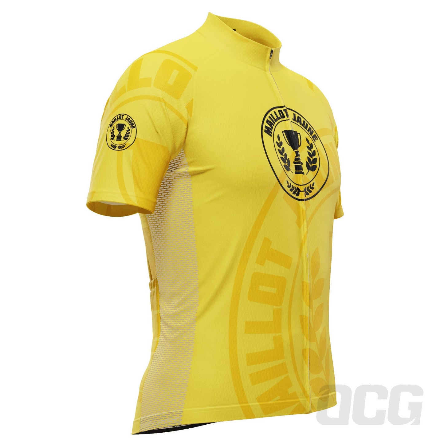 Men's Tour de France Yellow Leaders Maillot Jaune Short Sleeve Cycling Jersey