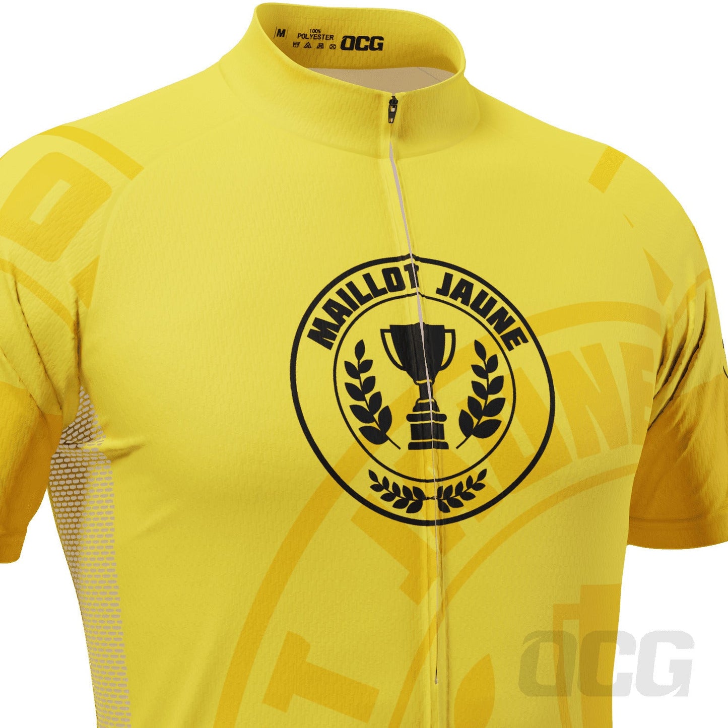 Men's Tour de France Yellow Leaders Maillot Jaune Short Sleeve Cycling Jersey