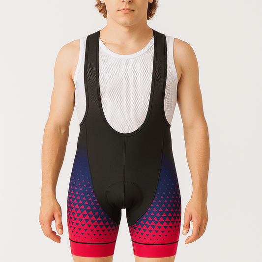 Men's Blue Red Gradient Cycling Bib Shorts