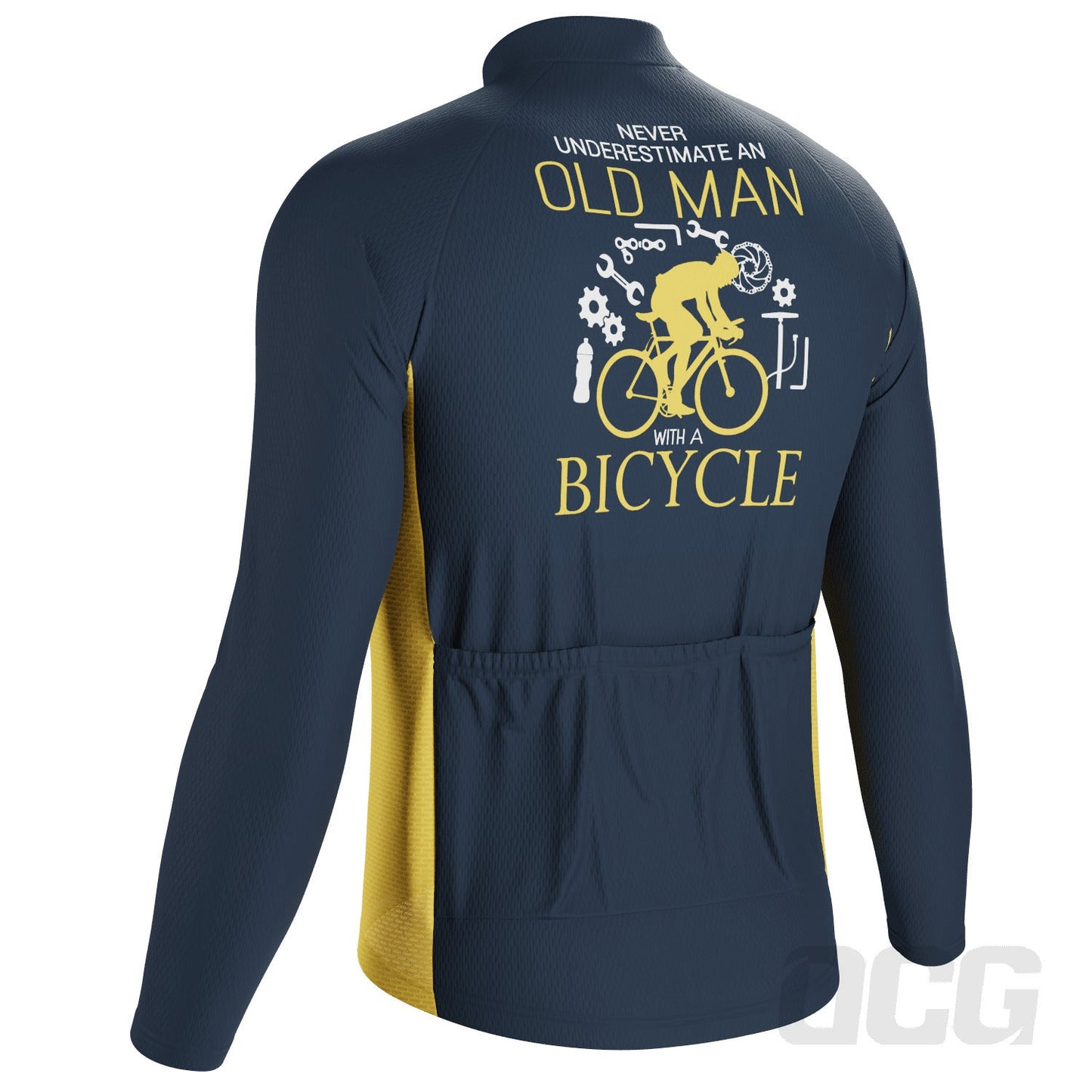 Men's Never Underestimate an Old Man Long Sleeve Cycling Jersey