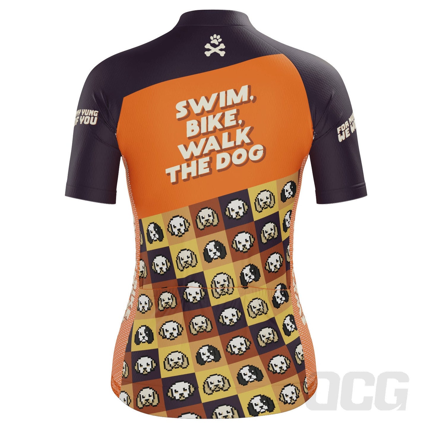 Women's Swim, Bike, Walk the Dog Custom Mommy Yung Short Sleeve Cycling Jersey