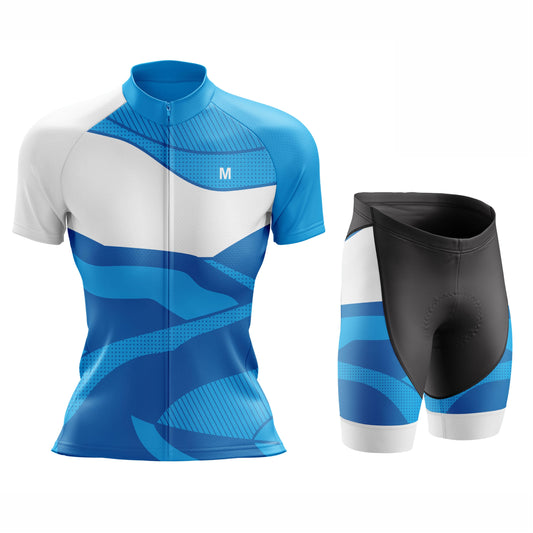 Women's Blue Wave Cycling Jersey or Shorts