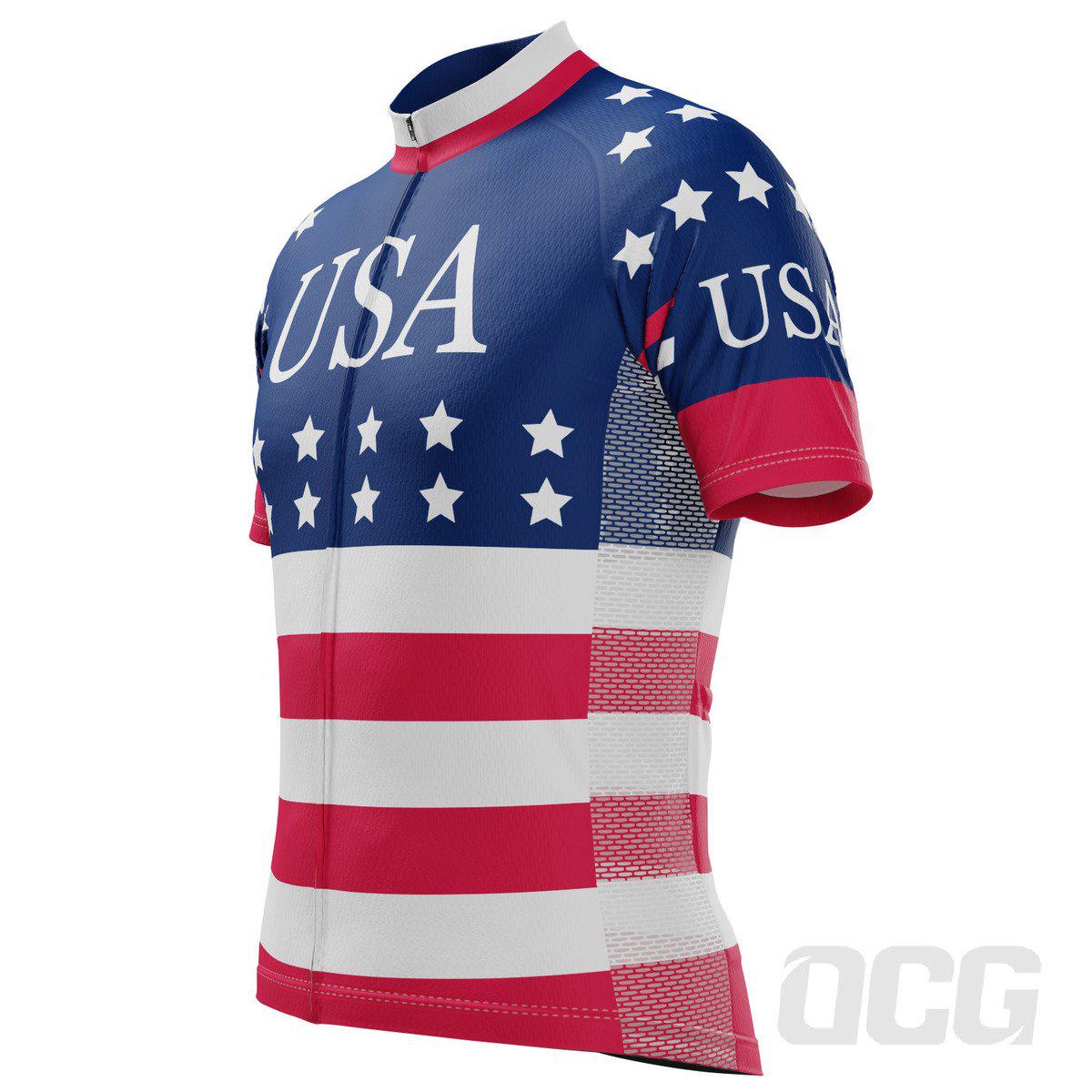 Men's American Stars and Stripes USA Icon Short Sleeve Cycling Jersey