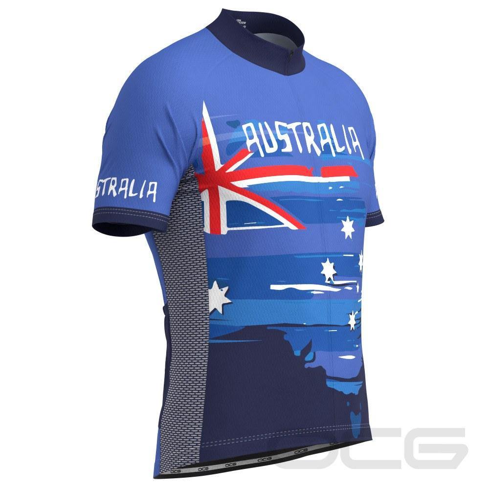 Men's Australian National Flag Short Sleeve Cycling Jersey