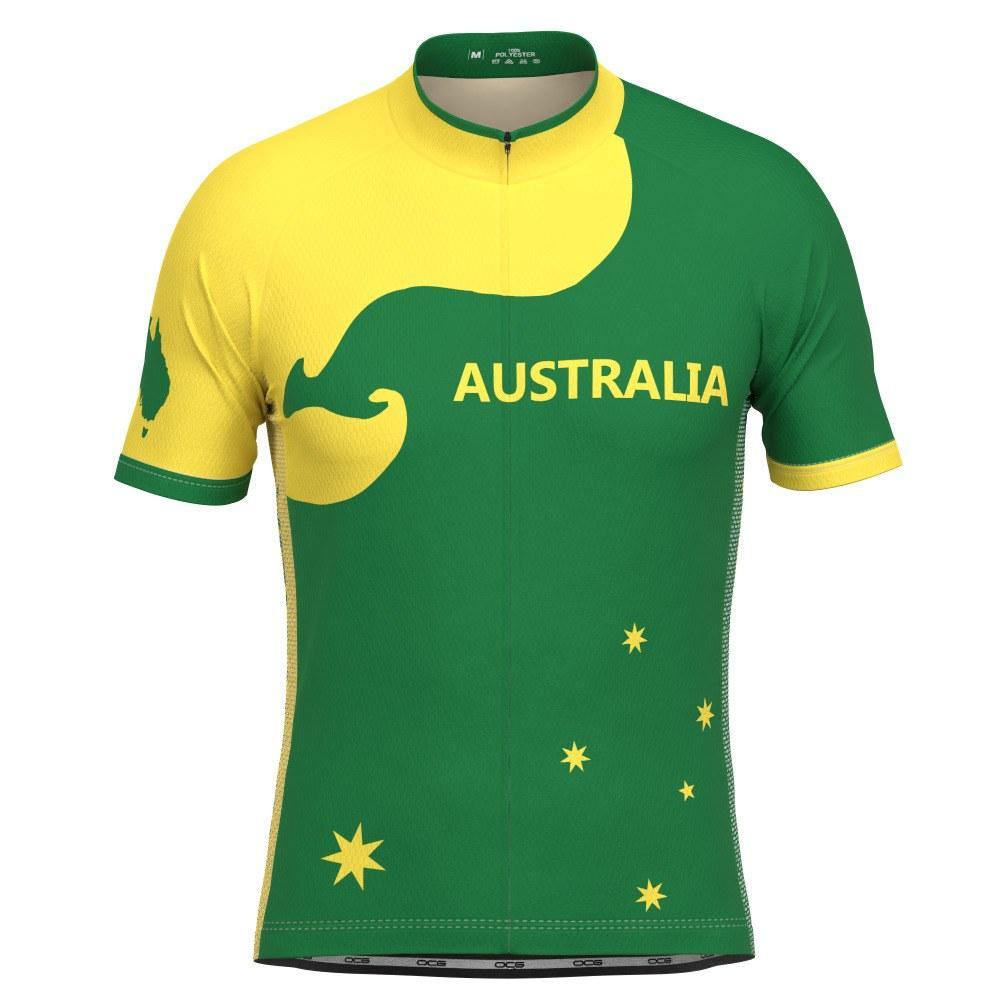 Men's Australia Green & Gold Kangaroo Short Sleeve Cycling Jersey