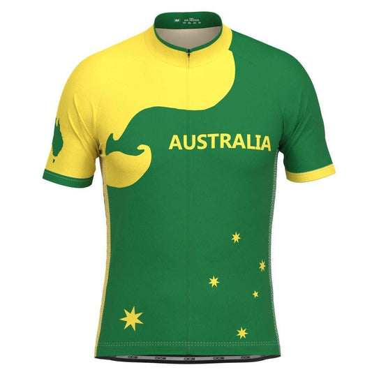 Men's Australia Green & Gold Kangaroo Short Sleeve Cycling Jersey