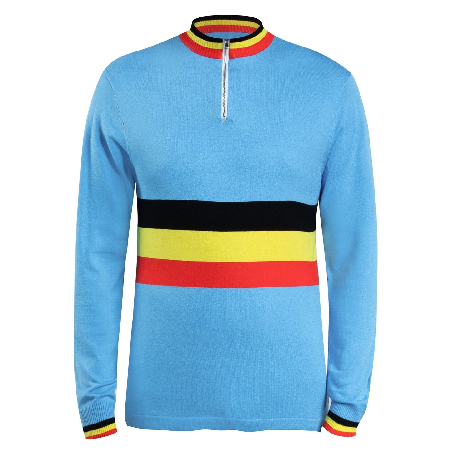 Belgium Team Merino Wool Blend - Long Sleeve Retro Cycling Jersey