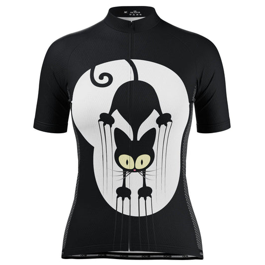 Women's Clawing Black Cat Short Sleeve Cycling Jersey