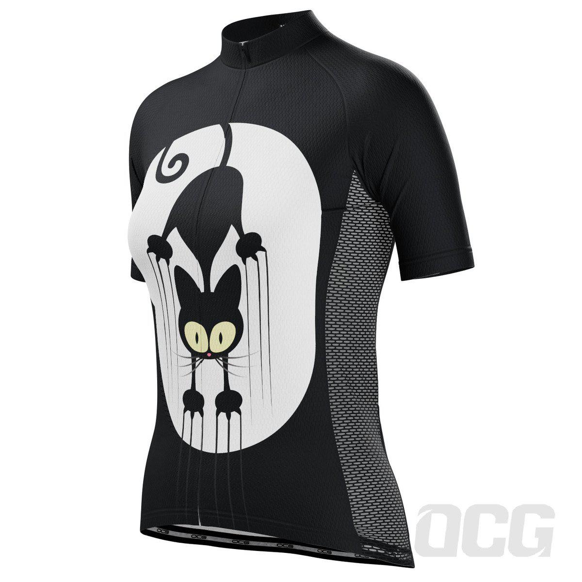 Women's Clawing Black Cat Short Sleeve Cycling Jersey