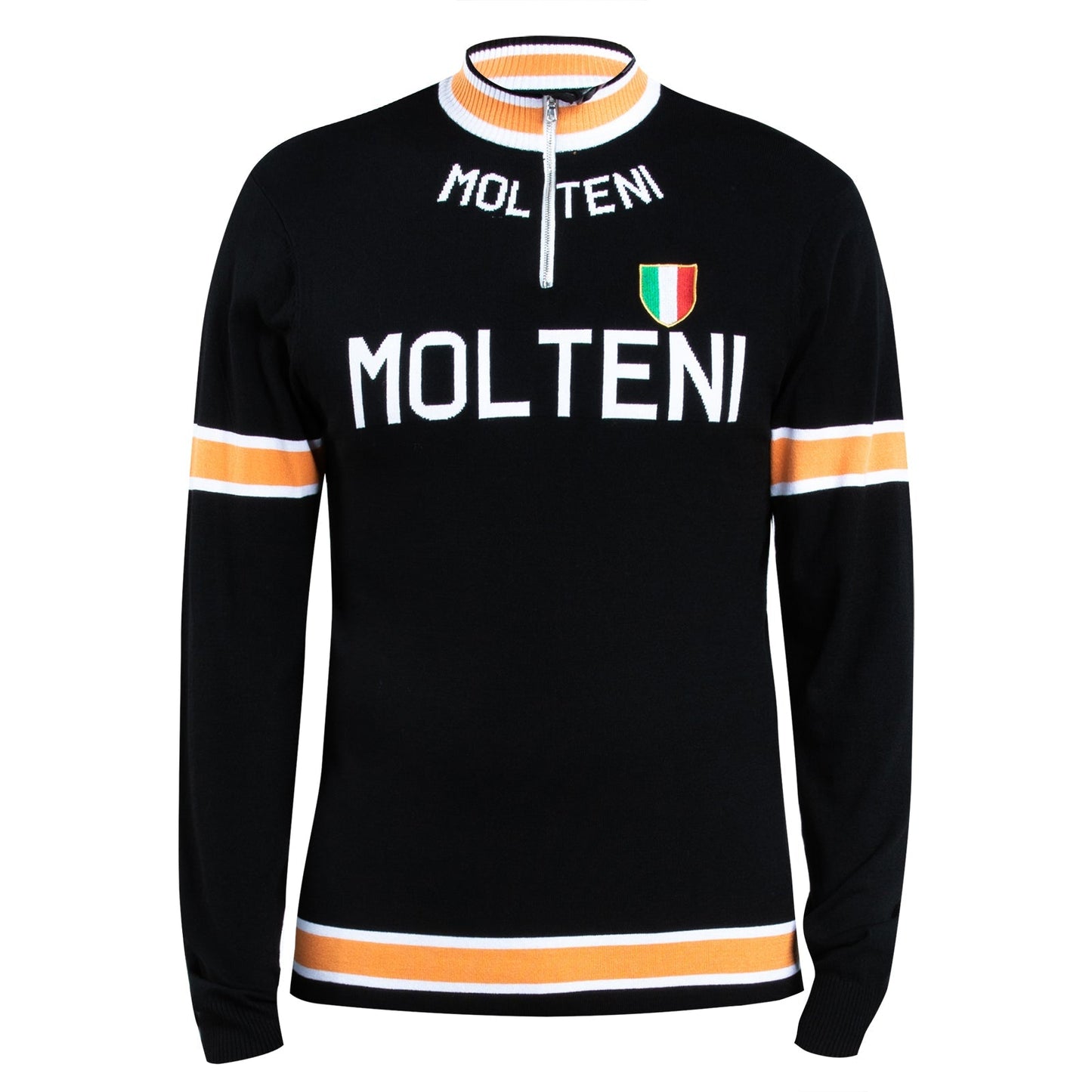 Black Molteni Merino Wool Blend - Long Sleeve Retro Cycling Jersey