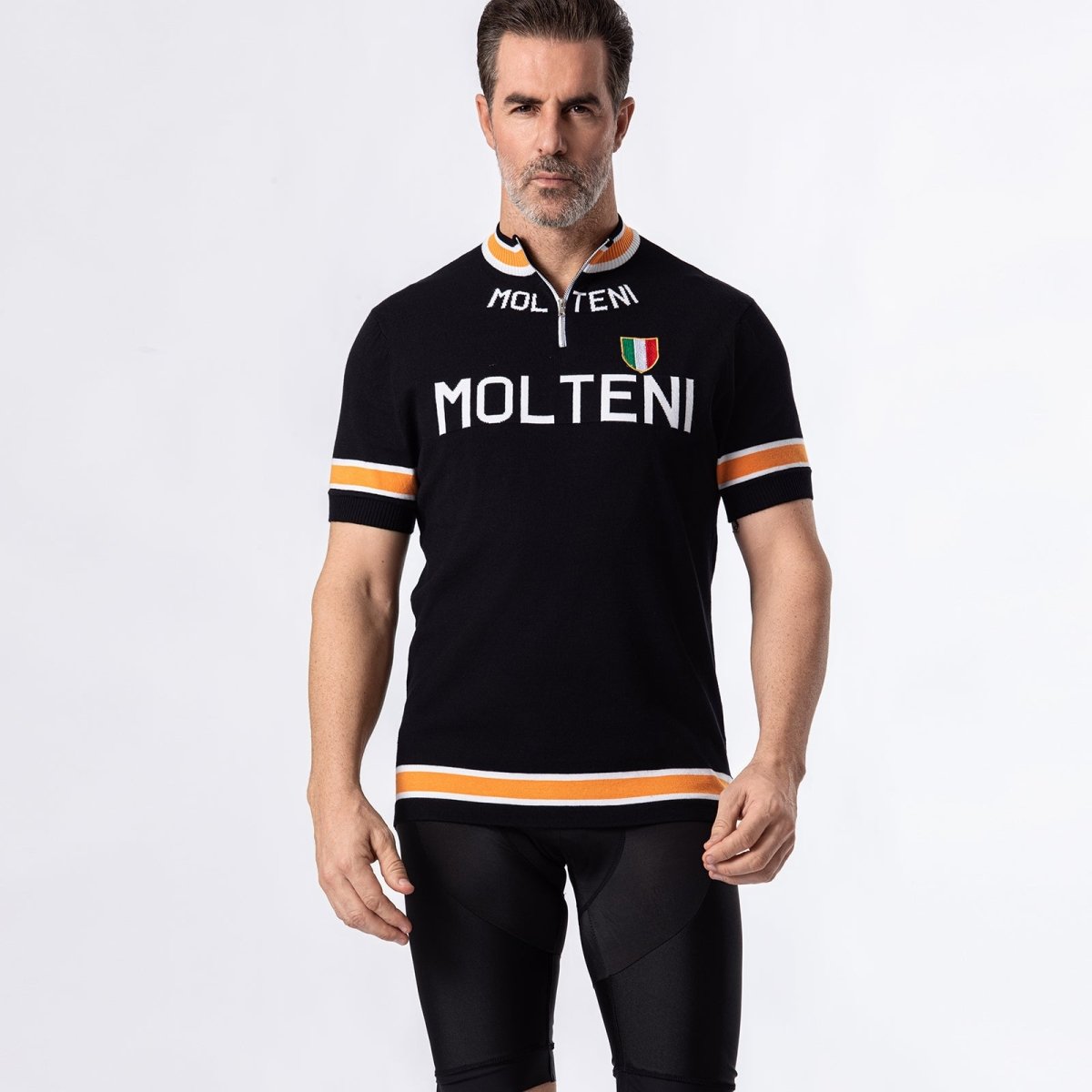 Black Molteni Merino Wool Blend - Retro Cycling Jersey