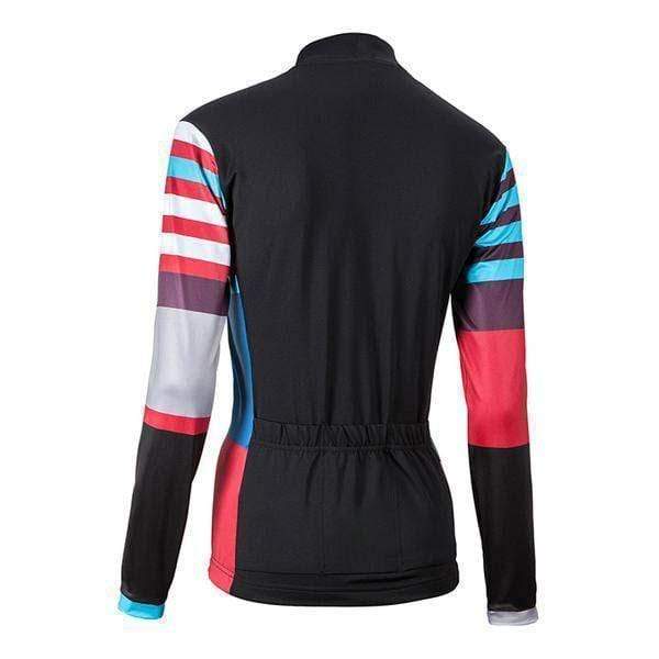 Blue Red Stripes Women's Long Sleeve Cycling Jersey