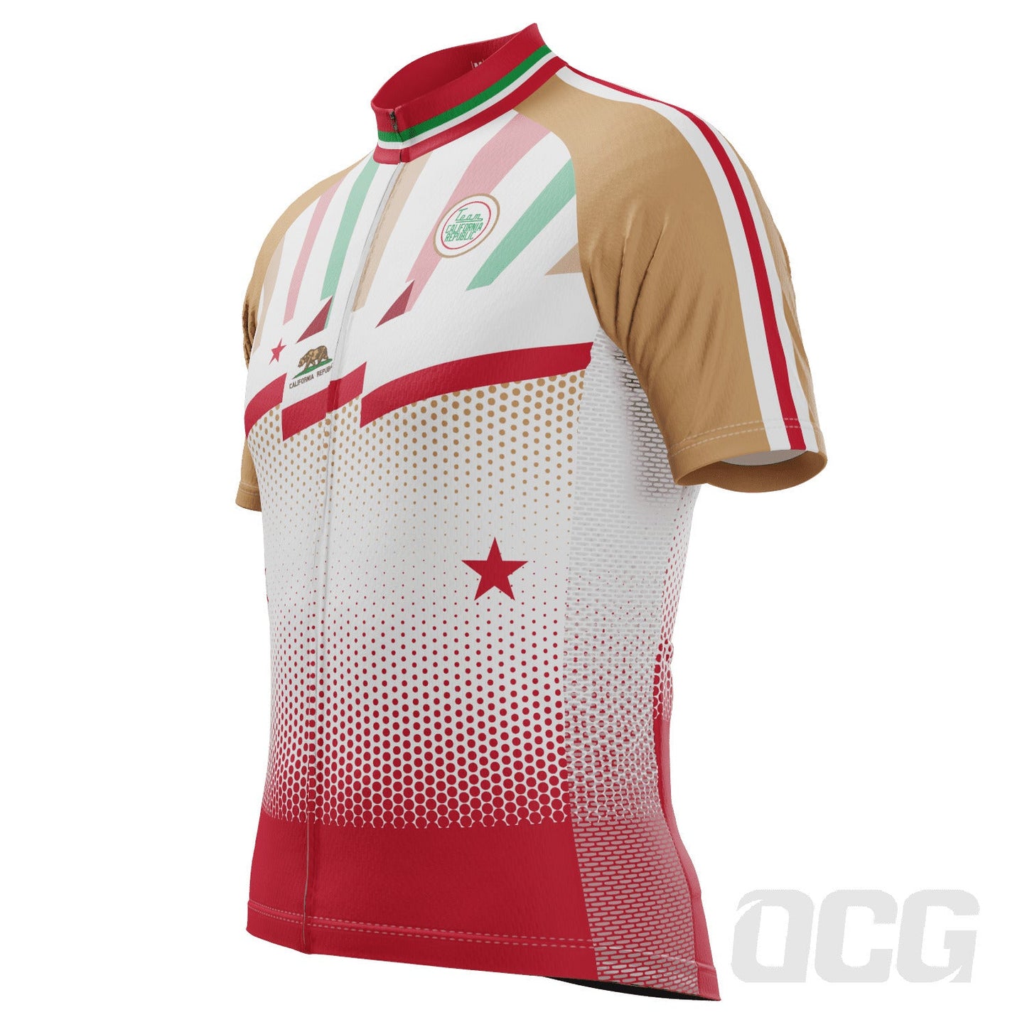 Men's Team California Republic US State Icon Short Sleeve Cycling Jersey
