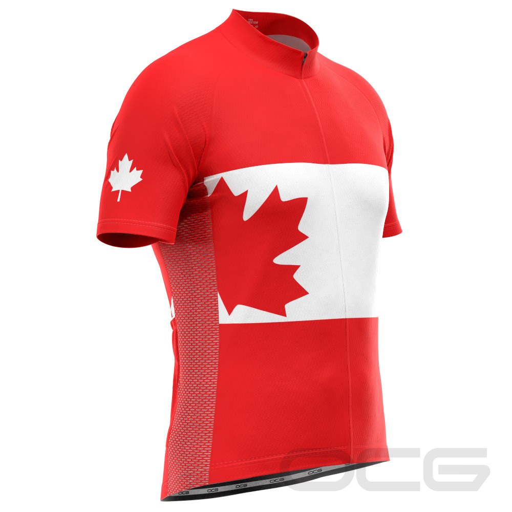 Men's Canada Maple Leaf National Flag Short Sleeve Cycling Jersey