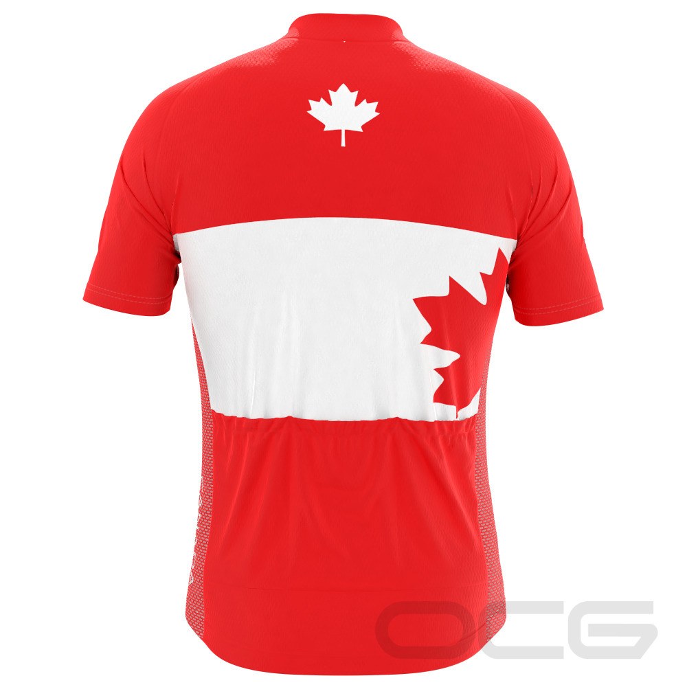 Men's Canada Maple Leaf National Flag Short Sleeve Cycling Jersey