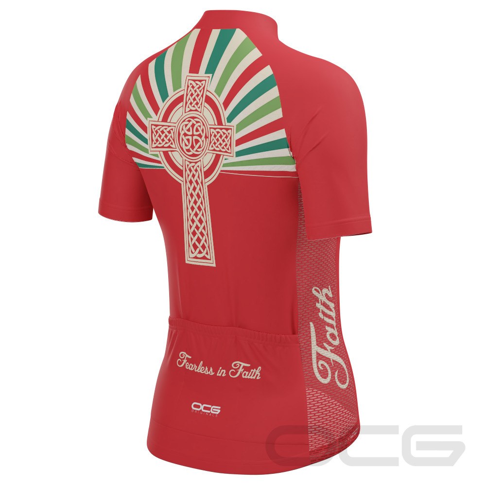 Women's Christian Fearless in Faith Cross Short Sleeve Cycling Jersey