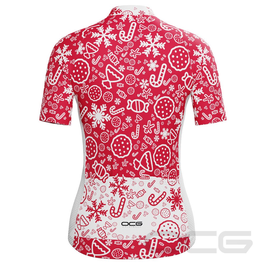 Women's Christmas Candy Short Sleeve Cycling Jersey