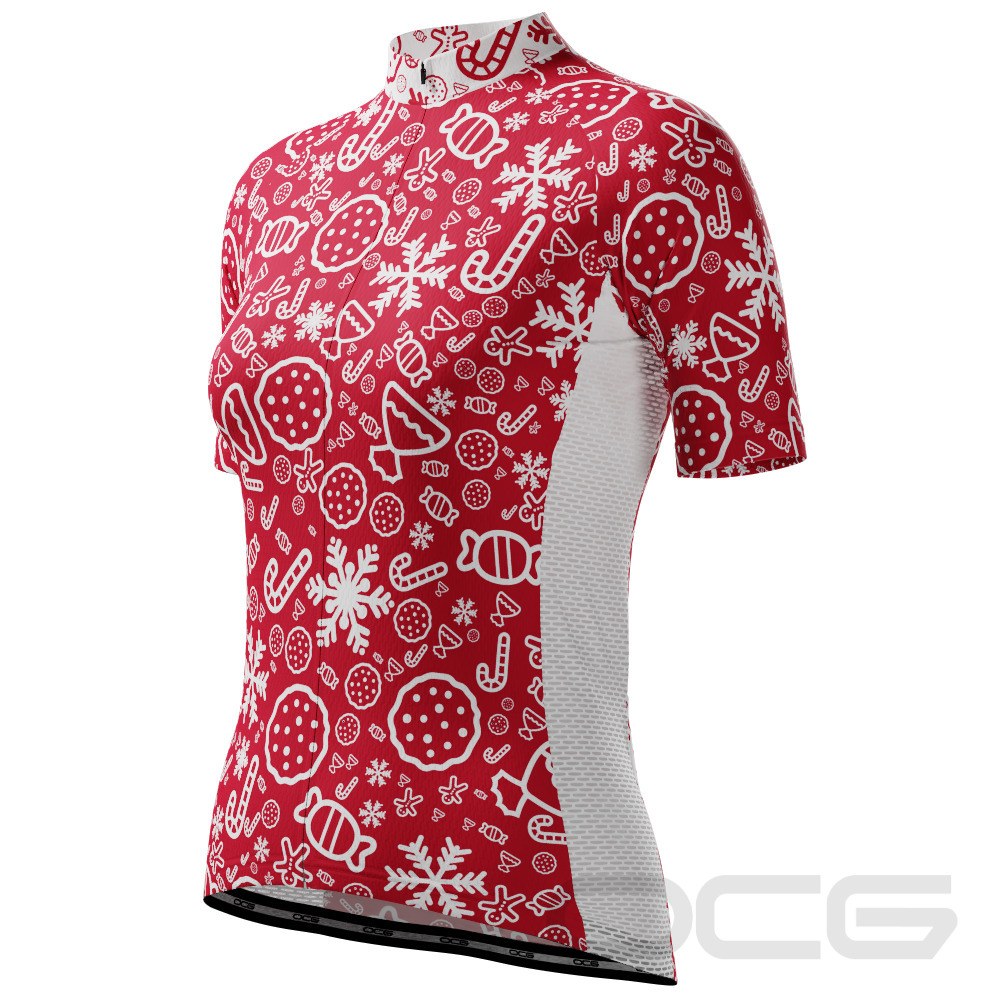 Women's Christmas Candy Short Sleeve Cycling Jersey