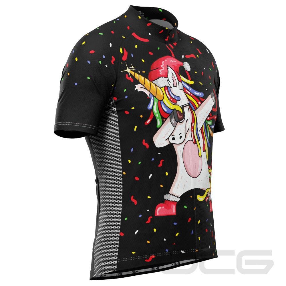 Men's Dabbing Santa Unicorn Short Sleeve Cycling Jersey