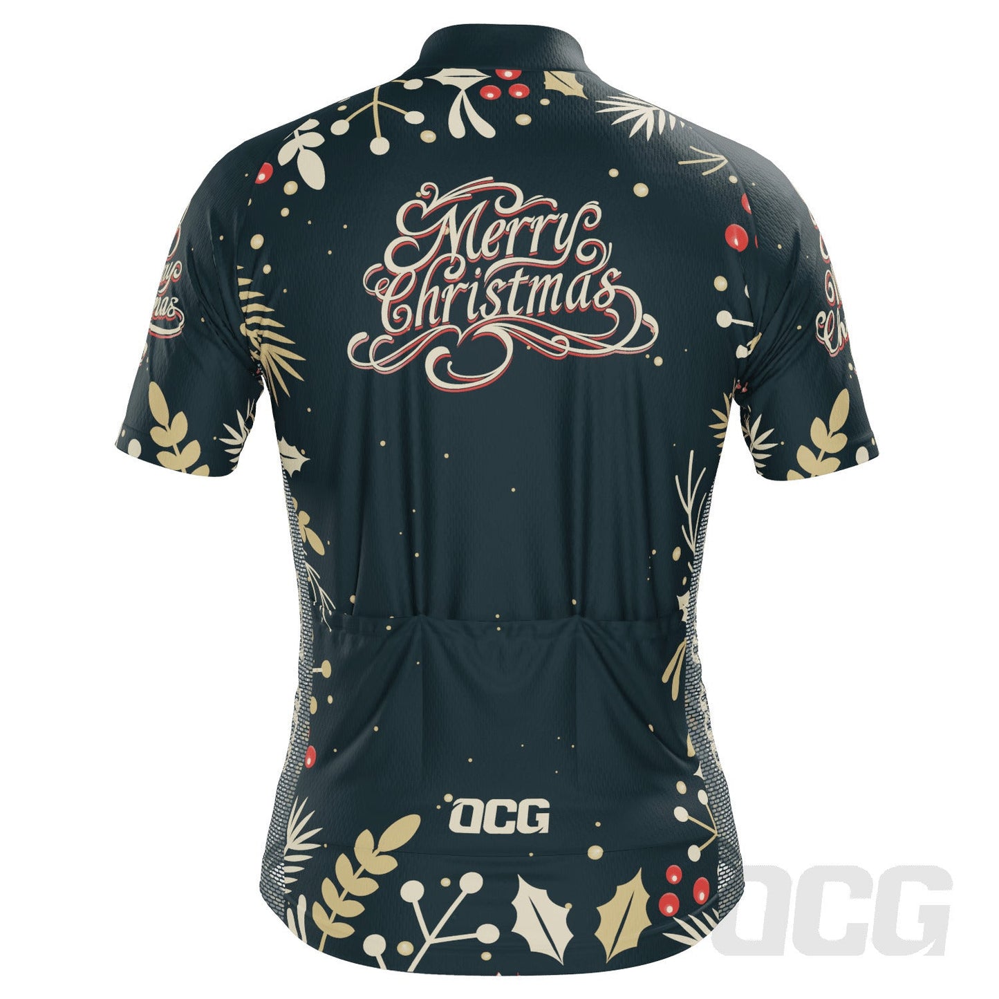 Men's Christmas Holly Short Sleeve Cycling Jersey