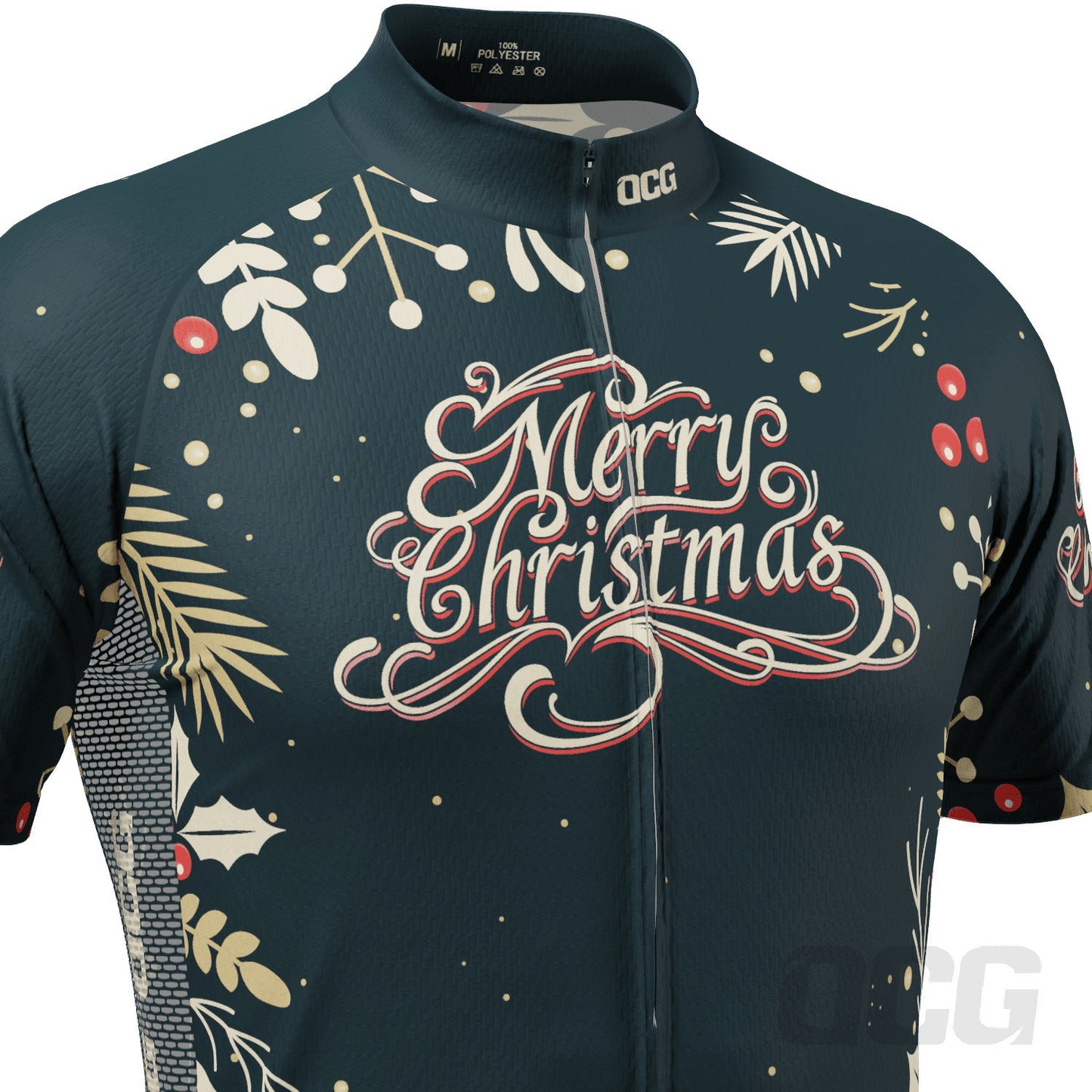 Men's Christmas Holly Short Sleeve Cycling Jersey