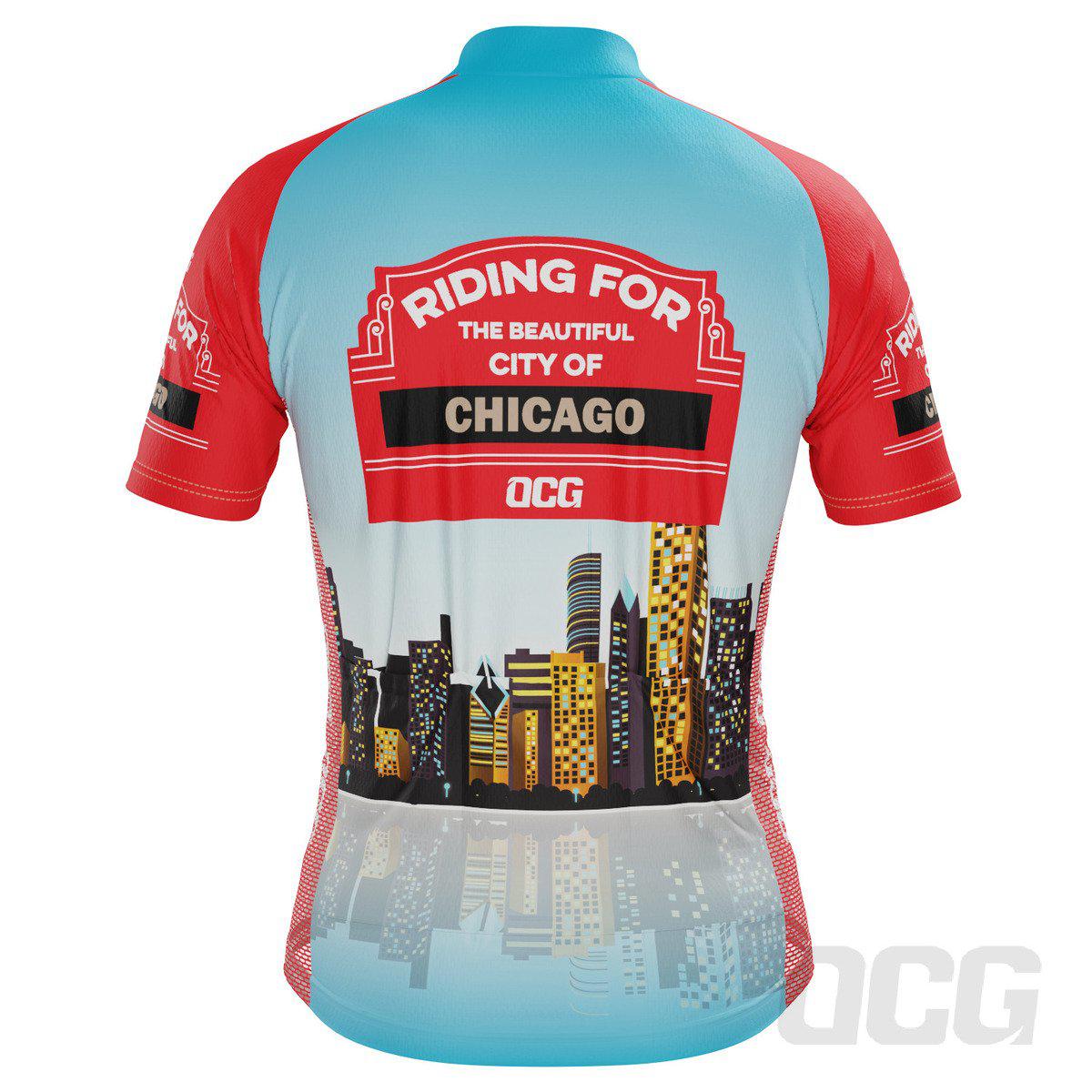 Men's Riding For City of Chicago US State Icon Short Sleeve Cycling Jersey