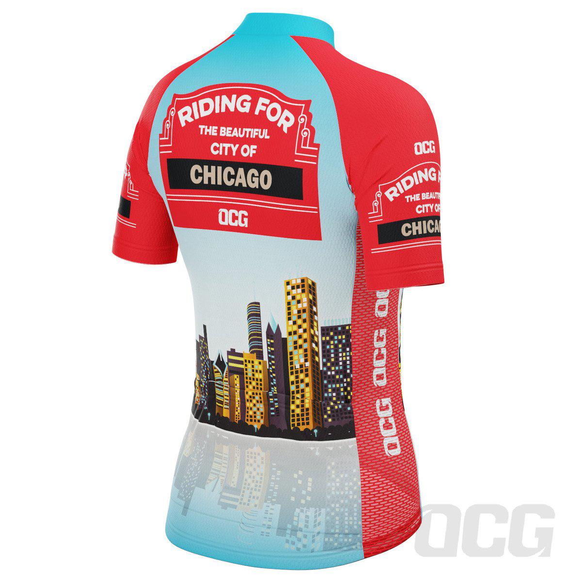 Women's Riding For City of Chicago US State Icon Short Sleeve Cycling Jersey