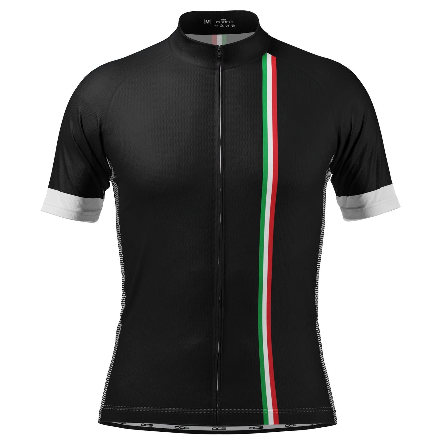 Men's Classic Italia Black Striped National Flag Short Sleeve Cycling Jersey