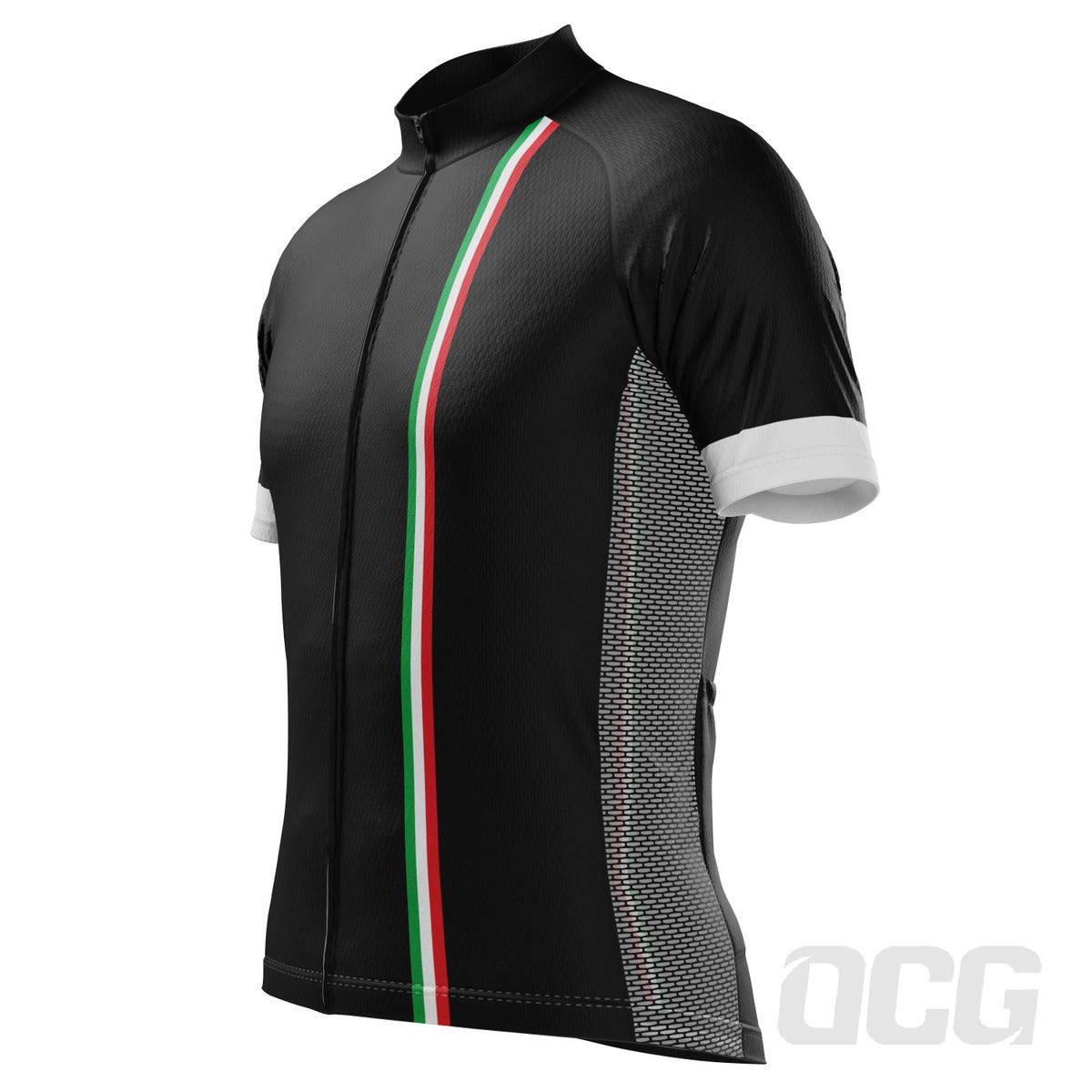 Men's Classic Italia Black Striped National Flag Short Sleeve Cycling Jersey