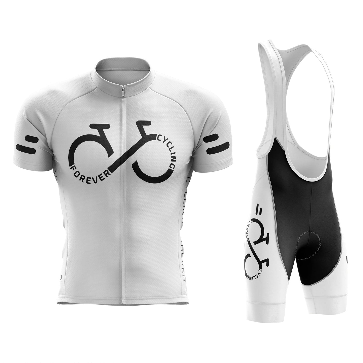 Cycling Forever Men's White Cycling Jersey or Bibs