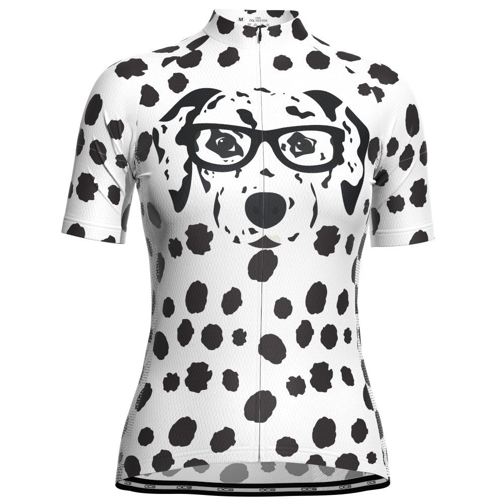 Women's Dalmatian Dog Short Sleeve Cycling Jersey