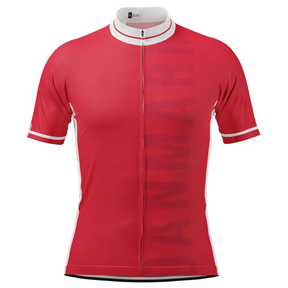 Men's Denmark National Flag Short Sleeve Cycling Jersey