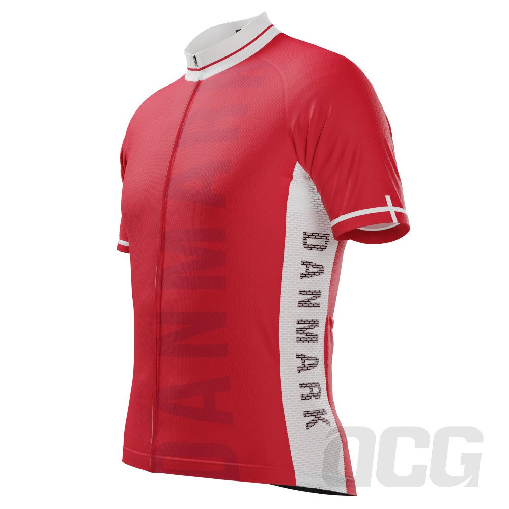 Men's Denmark National Flag Short Sleeve Cycling Jersey