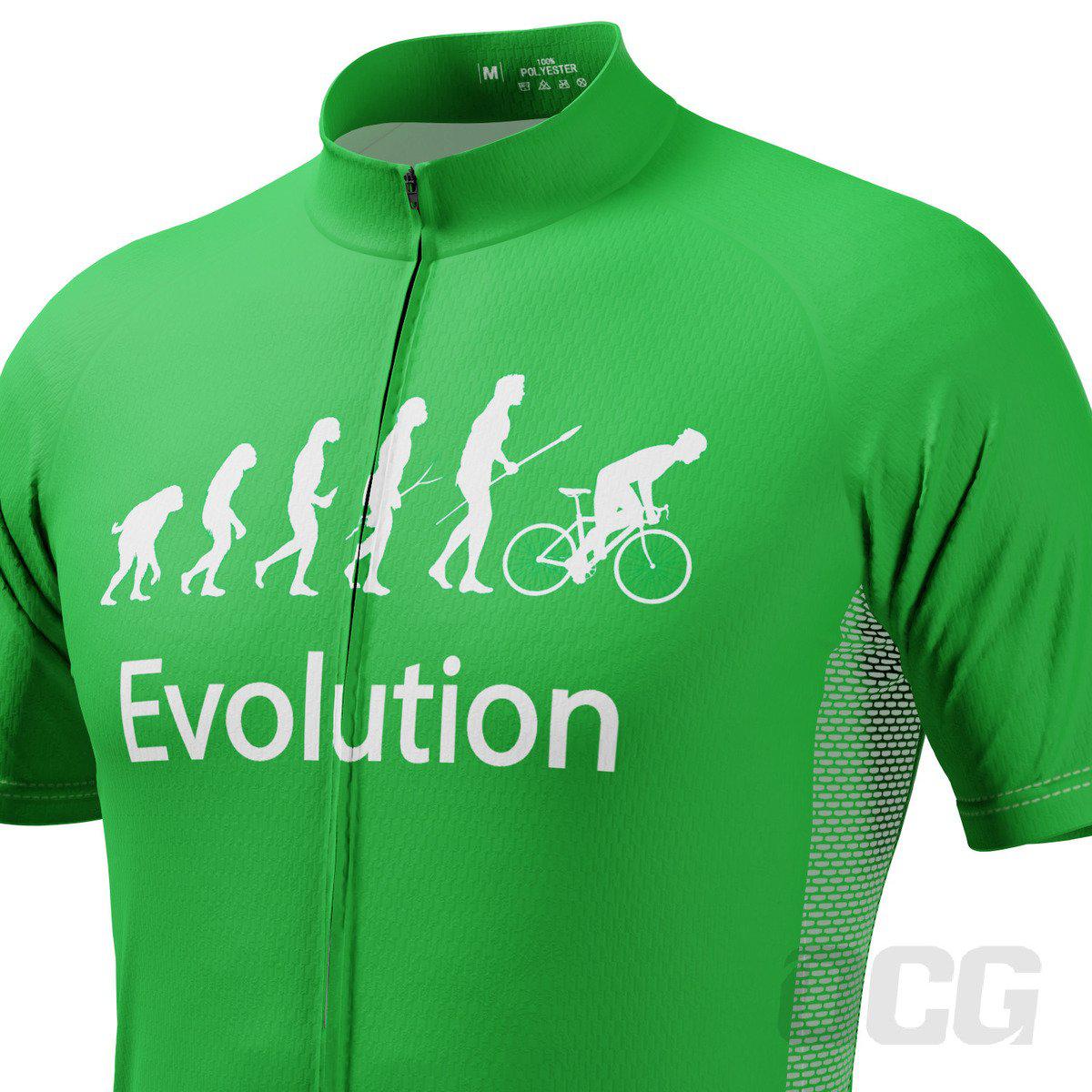 Men's Evolution of Man in Green Short Sleeve Cycling Jersey
