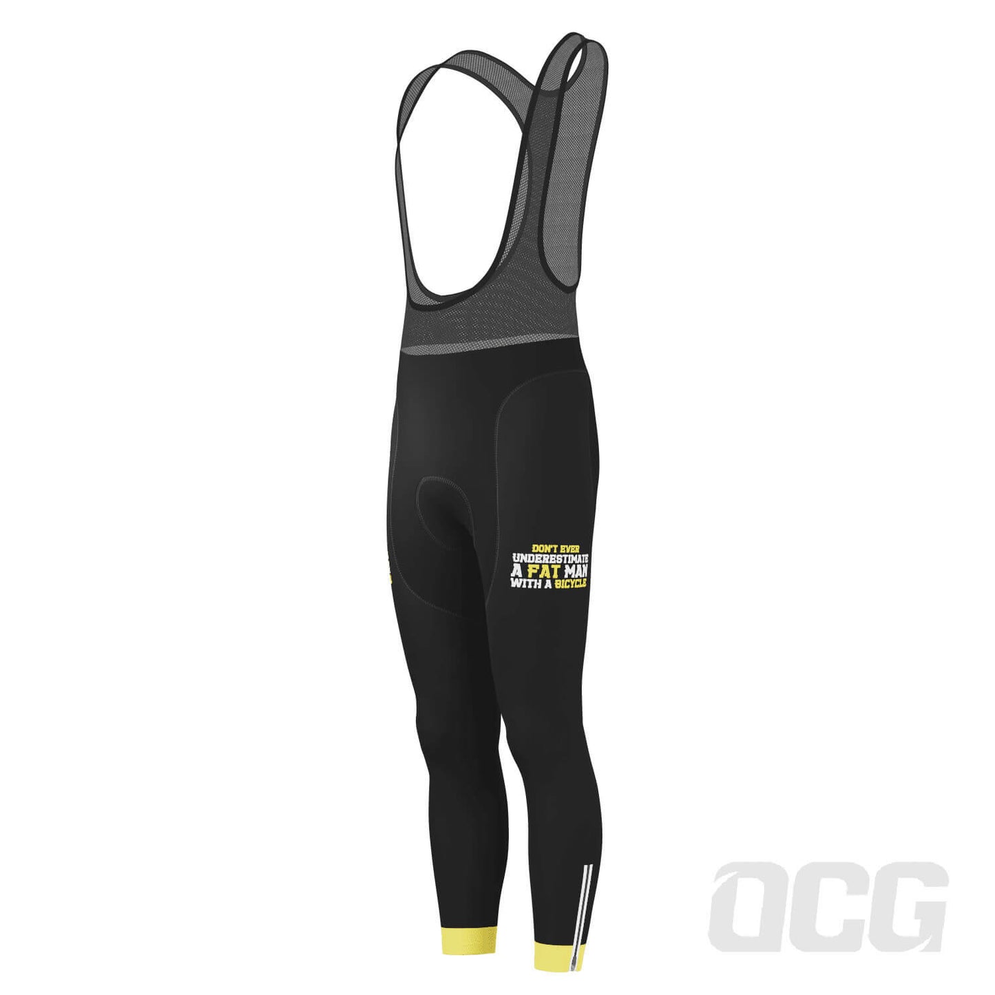 Men's Don't Ever Underestimate a Fat Man Gel Padded Cycling Bib-Tights