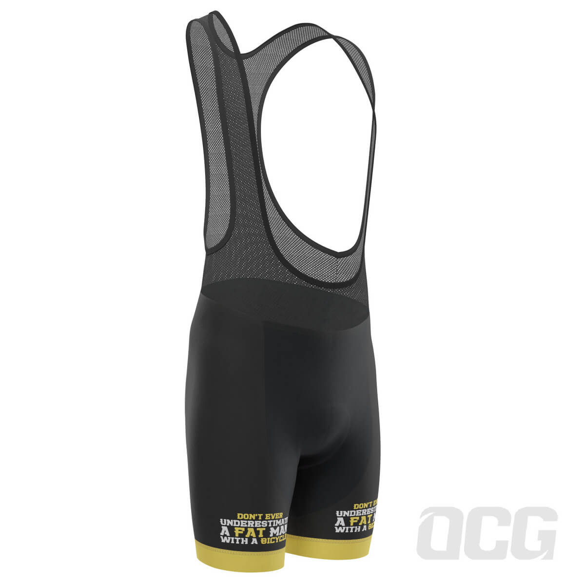 Men's Don't Ever Underestimate a Fat Man Gel Padded Cycling Bib