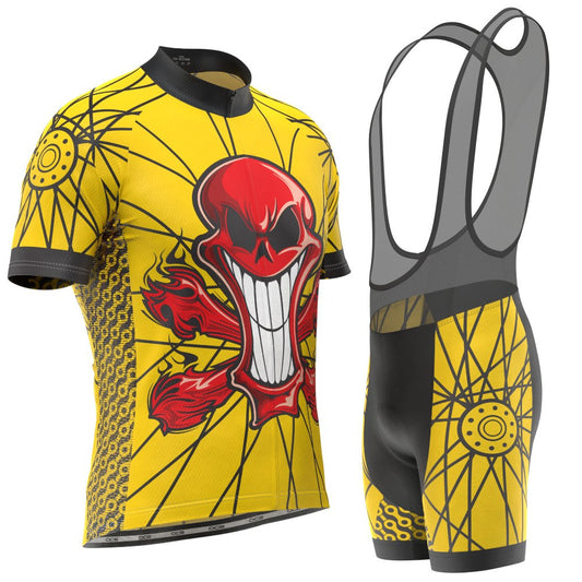 Men's Flaming Red Skull 2 Piece Cycling Kit