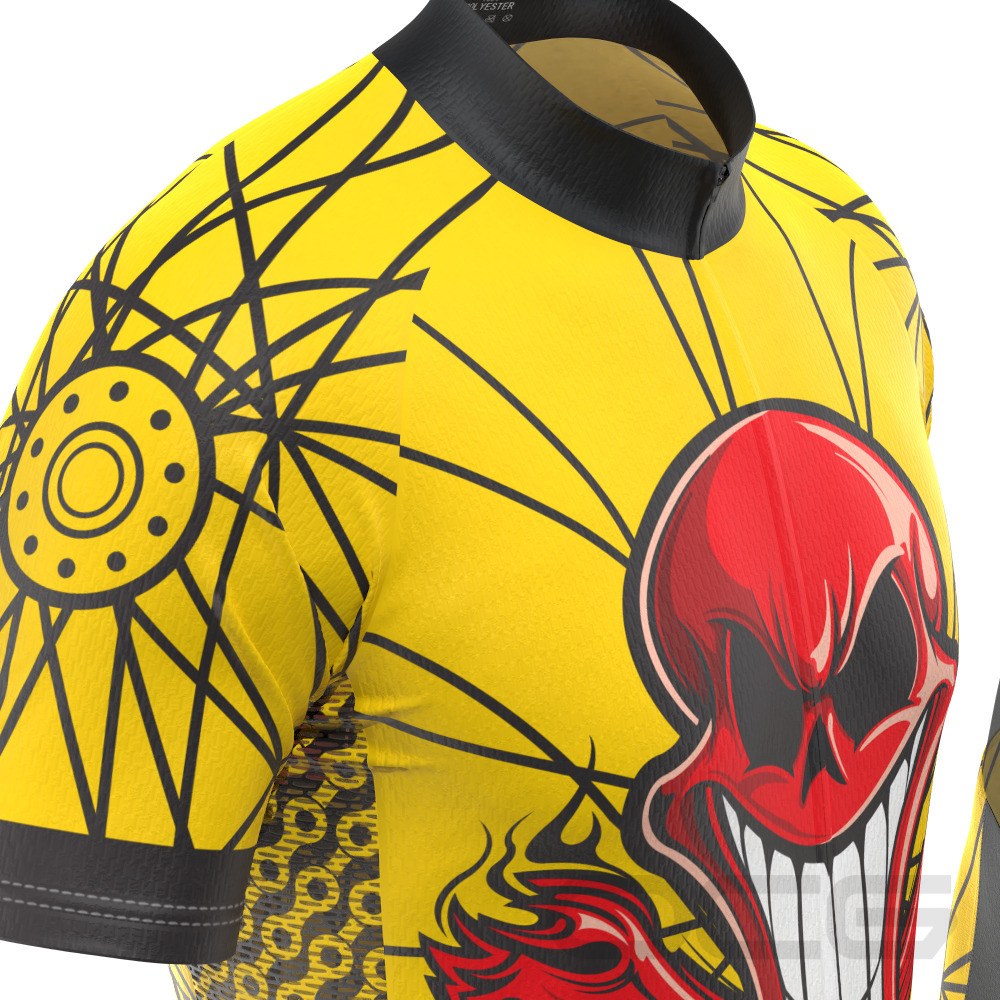 Men's Flaming Red Skull 2 Piece Cycling Kit